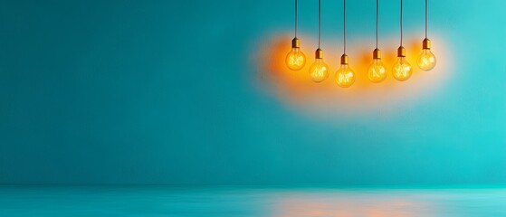 A group of light bulbs hanging from a string over a body of water