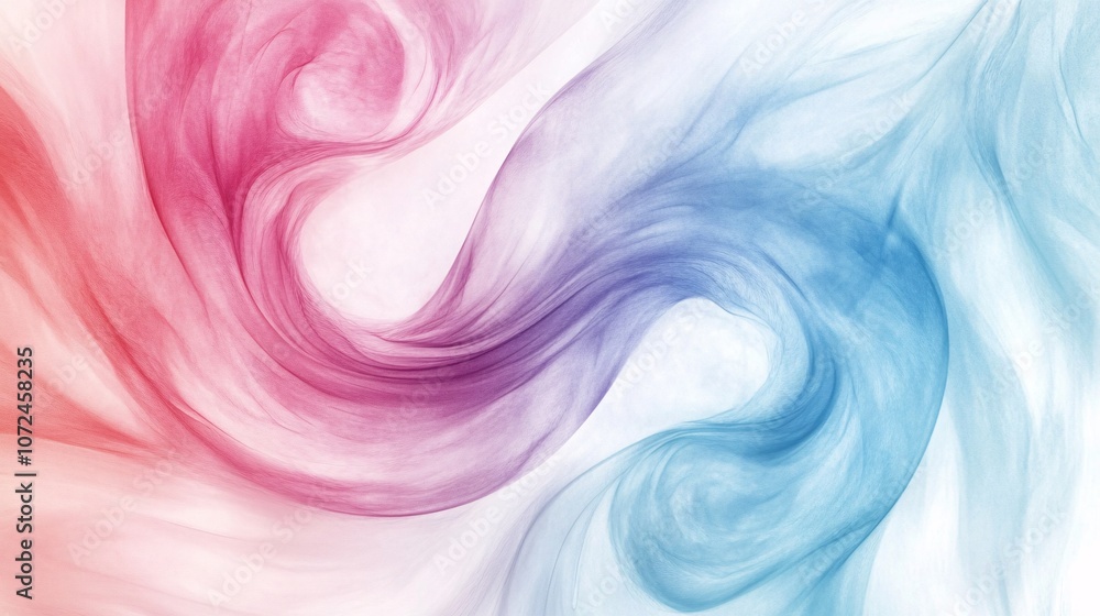 Poster abstract swirls of soft pink and blue colors blending together in a dreamy pattern evoking a sense o