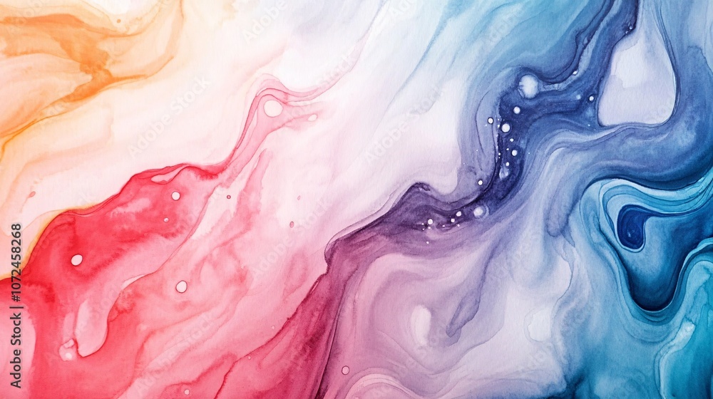 Poster abstract fluid colorful background with swirling patterns in shades of red, blue, and orange creatin