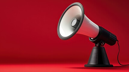 Megaphone on Red Background	