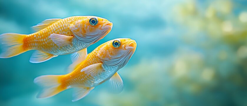 A couple of goldfish swimming in an aquarium