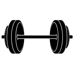  barbell vector silhouette on white bedground