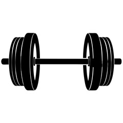  barbell vector silhouette on white bedground
