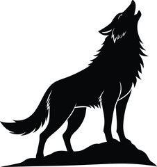 Howling Wolf Vector Silhouette 