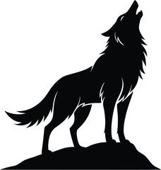 Howling Wolf Vector Silhouette 