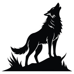 Howling Wolf Vector Silhouette 