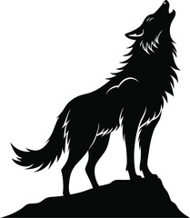 Howling Wolf Vector Silhouette 