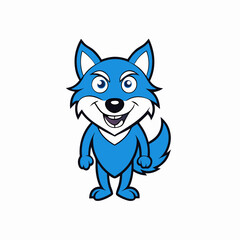 Blue wolf mascot logo on white background