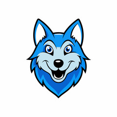 Blue wolf mascot logo on white background