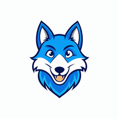 Blue wolf mascot logo on white background