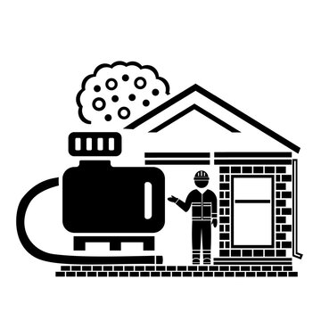 Vector illustration, logo, septic tank icon. Isolated on a white background.	