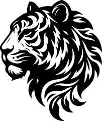 tiger head silhouette vector style with white background 