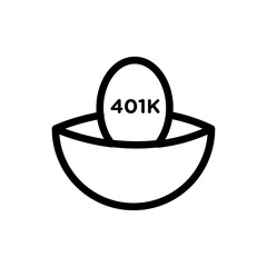 401k retirement savings icon black and white vector outline sign
