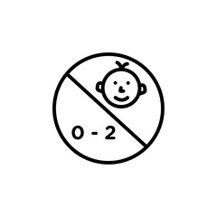 Age restriction sign for child icon black and white vector outline sign