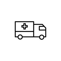 Ambulance icon black and white vector outline sign