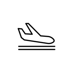 Arrivals plane icon black and white vector outline sign