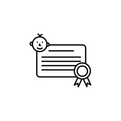 Birth certification icon black and white vector outline sign