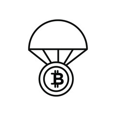 Bitcoin airdrop icon black and white vector outline sign