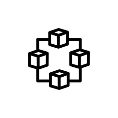 Obraz premium Blockchain technology icon black and white vector outline sign