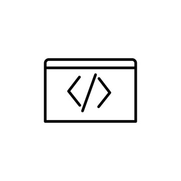 Coding icon black and white vector outline sign