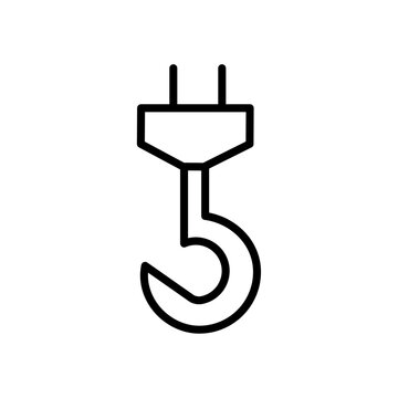 recommend clip art: Crane hook icon black and white vector outline sign