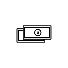 Dollar banknote money icon black and white vector outline sign