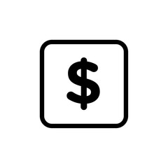 Dollar icon black and white vector outline sign