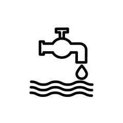 Faucet tap water icon black and white vector outline sign