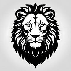 Fototapeta premium Lion head illustration vector black silhouette created with generative AI