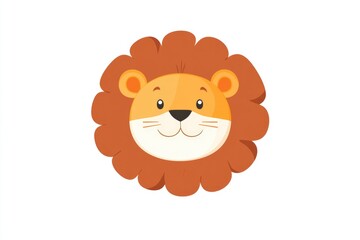 Fototapeta premium Wild Lion. Minimalist Illustration of Lion Head in Cute Cartoon Design