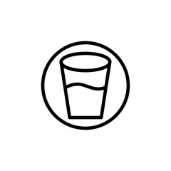 Glass of water icon black and white vector outline sign