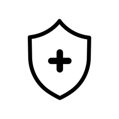 Obraz premium Health insurance icon black and white vector outline sign