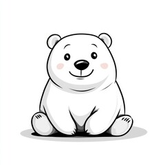 Naklejka premium Whimsical Polar Bear Character in Simple Cartoon Style on Bright Background