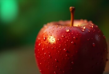 close up view of an  red apple ia