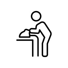Man iron clothes icon black and white vector outline sign