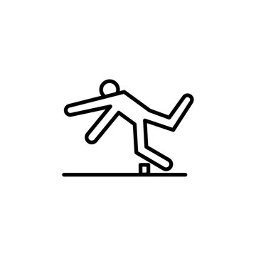 recommend clip art: Man tripping icon black and white vector outline sign