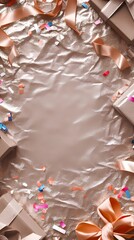 Shiny crumpled foil surface showing smooth folds and glimmering reflections, perfect for sophisticated digital art, presentations, and luxurious backgrounds.