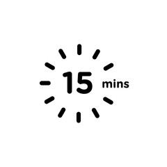 Minute timer icon black and white vector outline sign