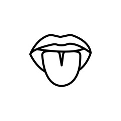 Mouth sticking tongue out icon black and white vector outline sign