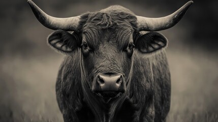 Naklejka premium Close-up Portrait of a Bull