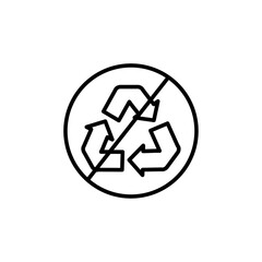 Non Recyclable icon black and white vector outline sign