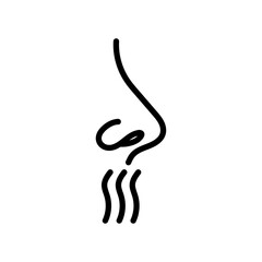 Nose with smoke icon black and white vector outline sign