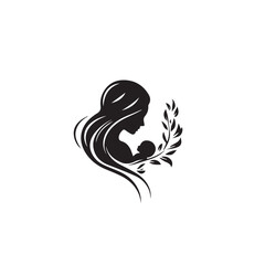 Mother with baby In cartoon, hand-drawn flat style. image for social media, websites and UI. Isolated 2D vector design in logo, icon, sketch style, simple line vector, single color. AI Generative Art.