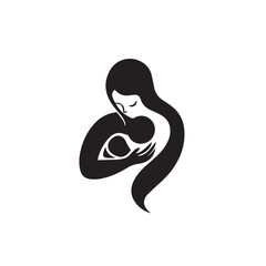 Mother with baby In cartoon, hand-drawn flat style. image for social media, websites and UI. Isolated 2D vector design in logo, icon, sketch style, simple line vector, single color. AI Generative Art.