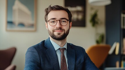 Fototapeta premium Portrait of a Confident Young Man in a Suit