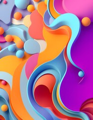 Obraz premium Colorful 3D abstract curvy shapes background created with generative AI
