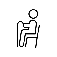 Seniors or old man sitting icon black and white vector outline sign