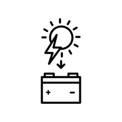 Solar energy icon black and white vector outline sign