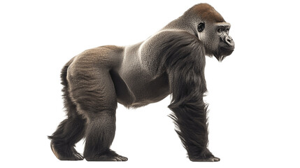 Obraz premium Silverback gorilla standing isolated on transparent background