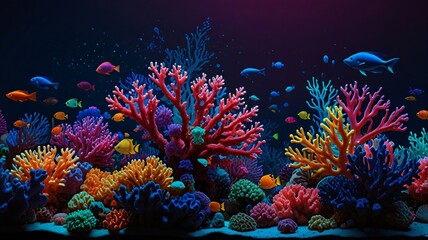 Vibrant coral reef bustling with colorful fish in a serene underwater environment